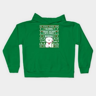 Ugly Christmas Sweater - Cute cat drinking alcohol Kids Hoodie